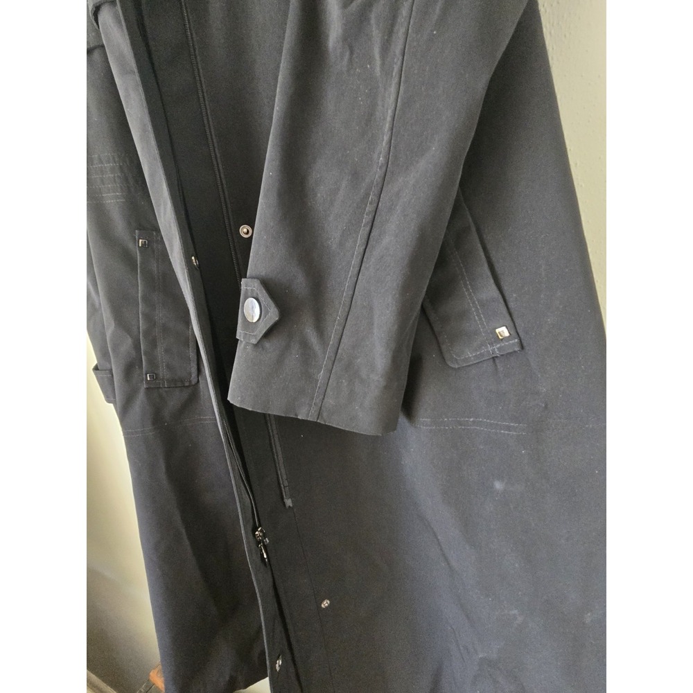 Fleet Street Ltd Black Rain Resistant Trench Coat Jacket Polyester Women's Med - Picture 8 of 16